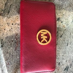 Michael Kors gold MK logo leather wallet